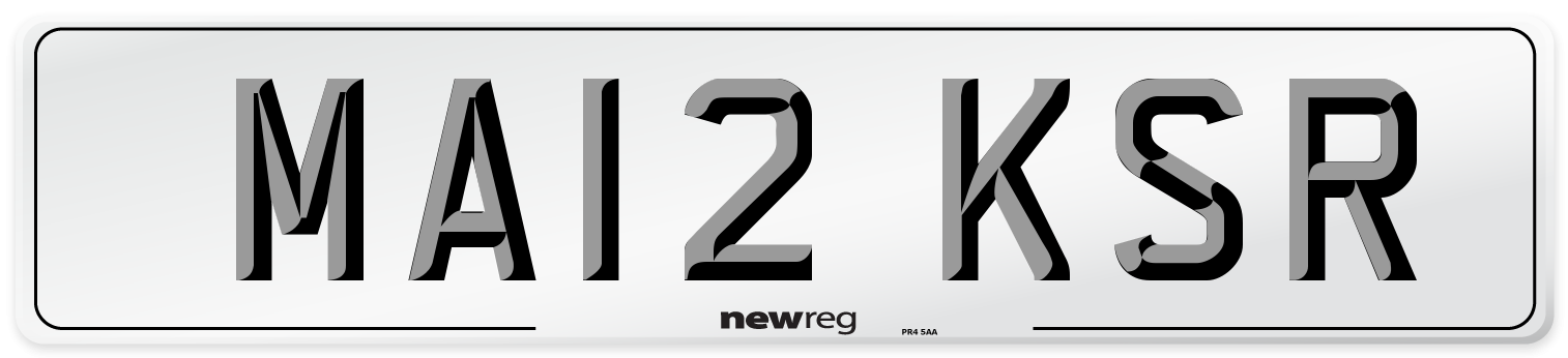 MA12 KSR Number Plate from New Reg
